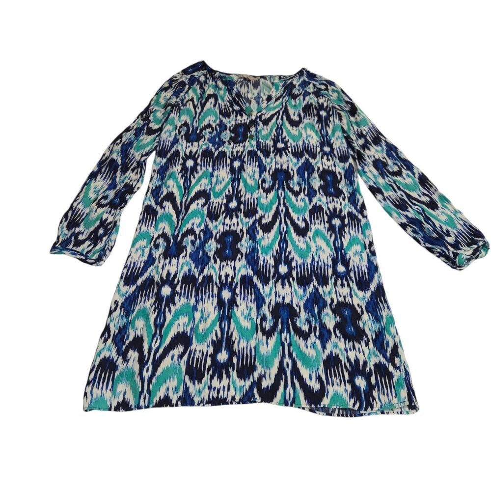 Banana Republic Womens Size 0 Shirt Dress Roll Tab Long Sleeves‎ Blue Green Mini - Picture 7 of 14